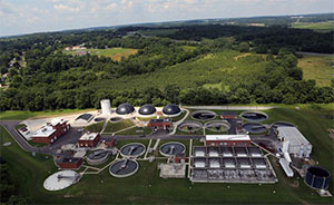 An aerial view of the three digesters built by quasar energy group Thursday, July 10, 2014. (Gus Chan / The Plain Dealer)